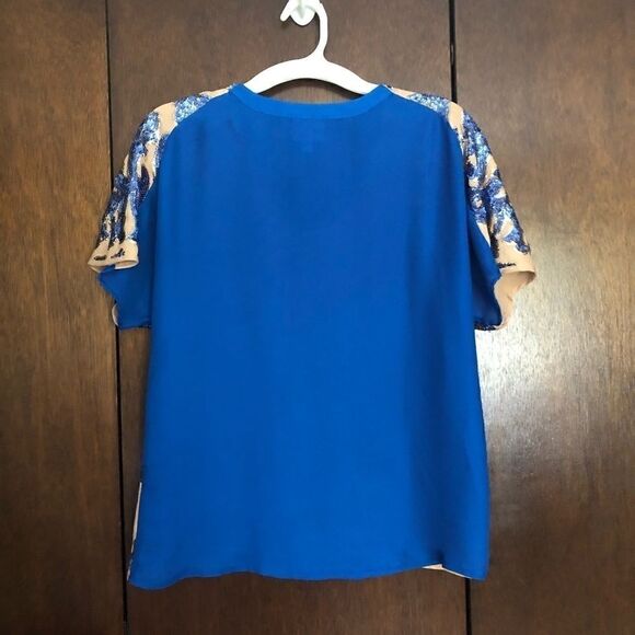 Tracy Reese Neiman Marcus Blue and Gold Sequin Top - Picture 4 of 5